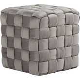 Square Braided 16" Ottoman in Dark Grey Velvet